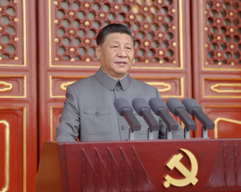 7月1日，慶祝中國共產(chǎn)黨成立100周年大會(huì)在北京天安門廣場隆重舉行。中共中央總書記、國家主席、中央軍委主席習(xí)近平發(fā)表重要講話。新華社記者 鞠鵬 攝
